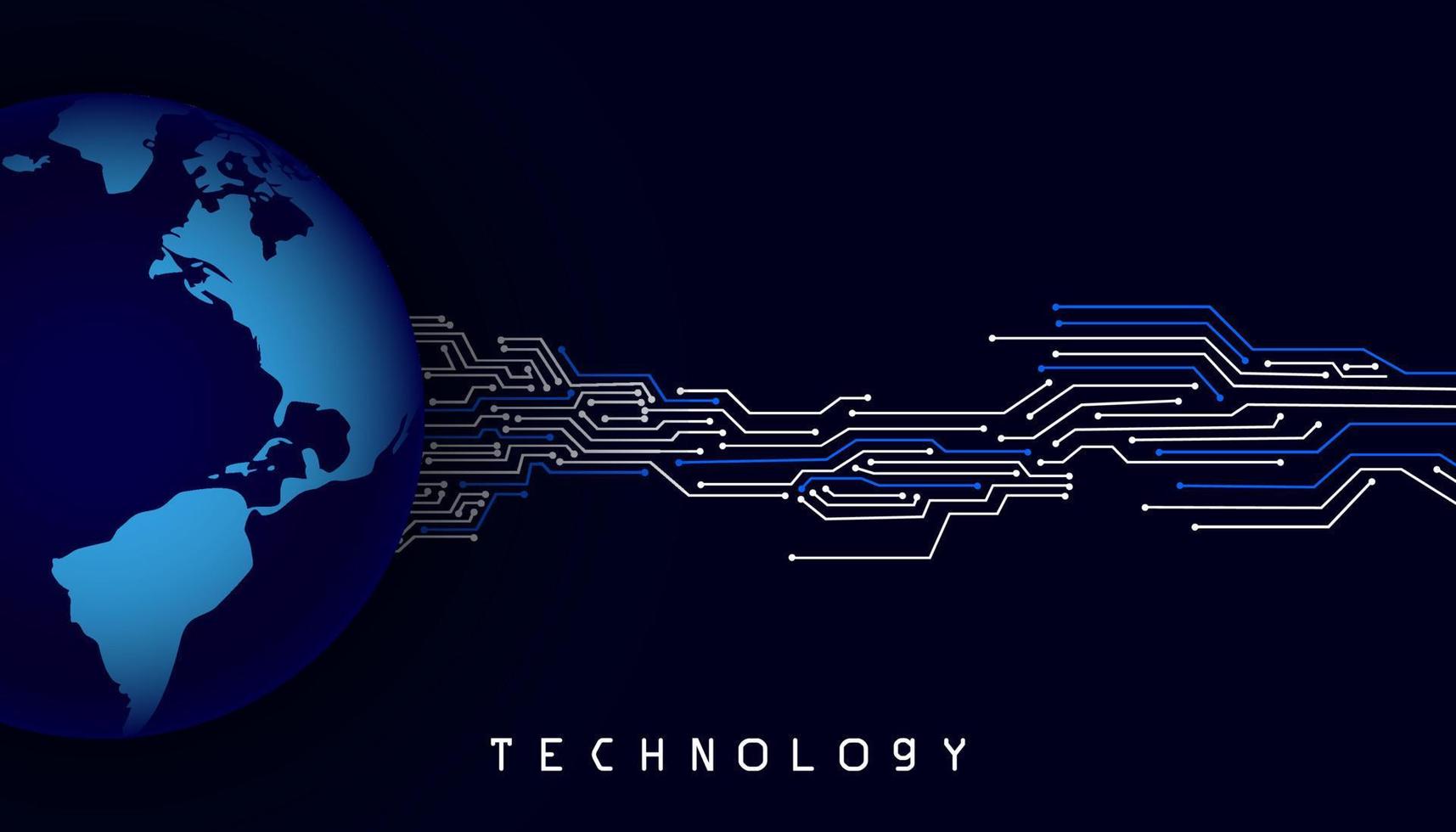 fondo digital de banner de tierra de tecnología global vector