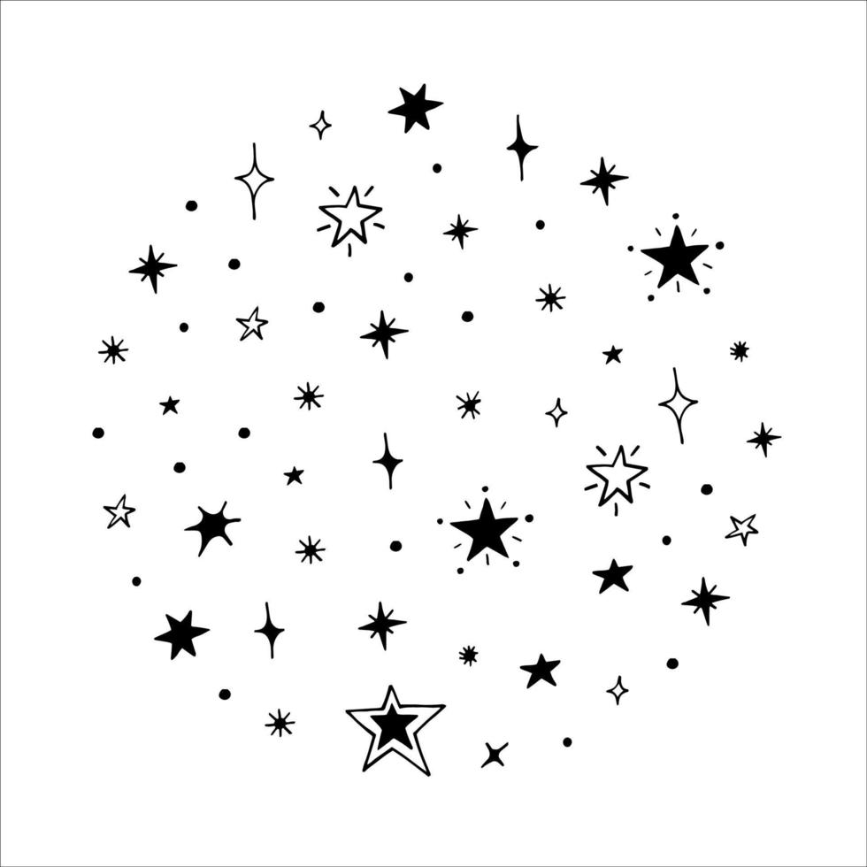 Vector collection of night sky elements. Celestial set