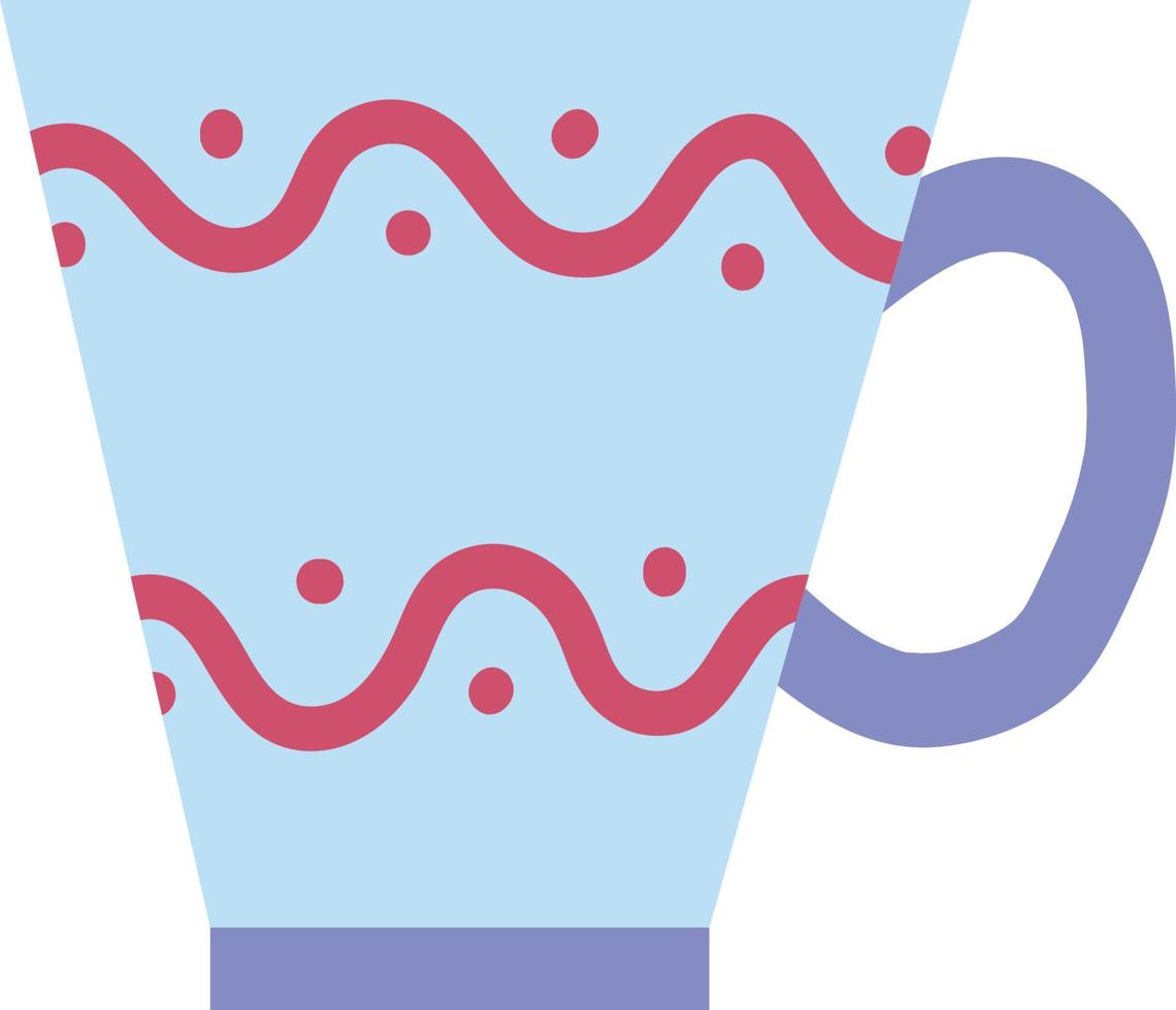 Vector bright vintage mug. Drawn by hands in a naive Scandinavian style. Pastel colors, simple design