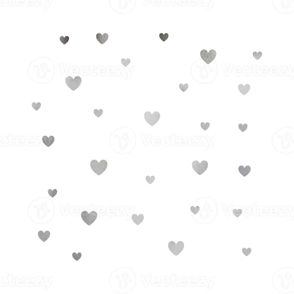 Silver Metallic Heart Confetti png