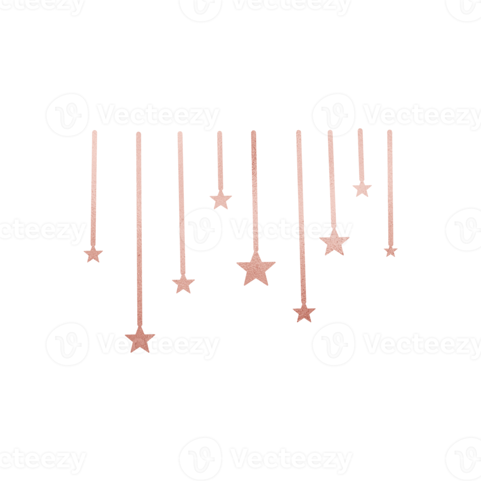 étoiles décoratives métalliques en or rose png