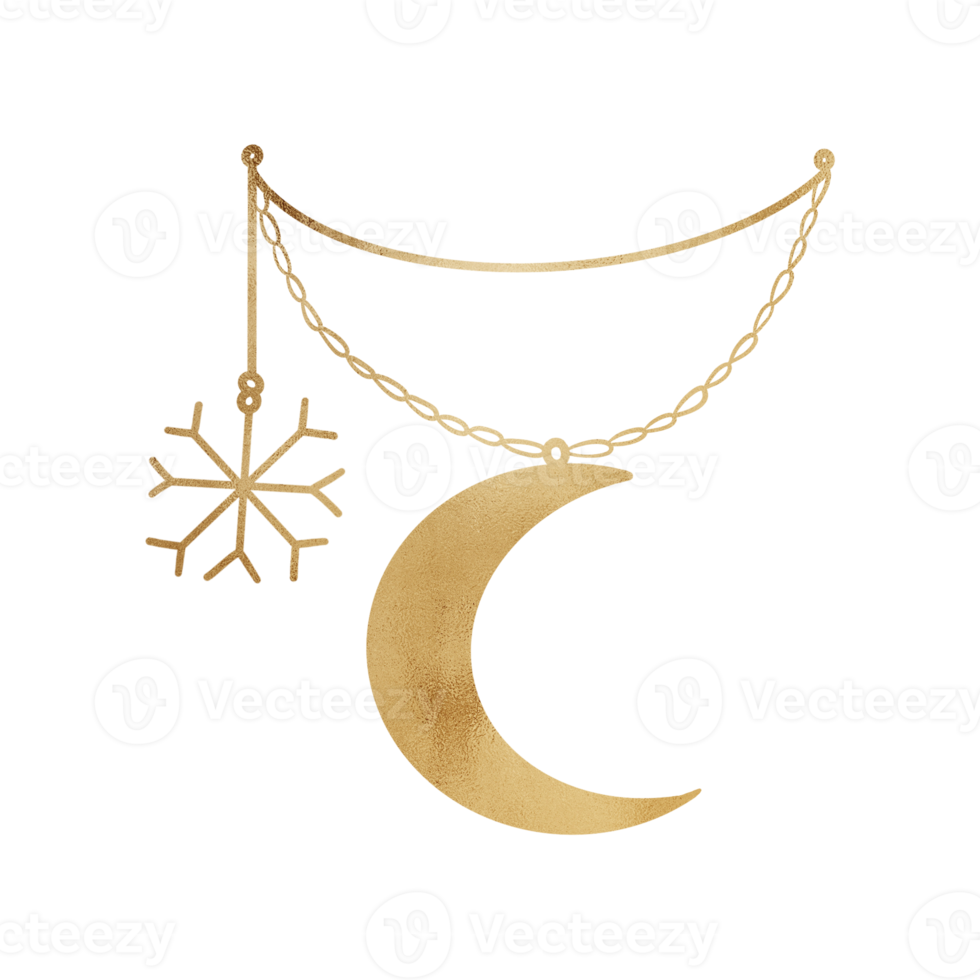 Gold Metallic Moon Decoration png