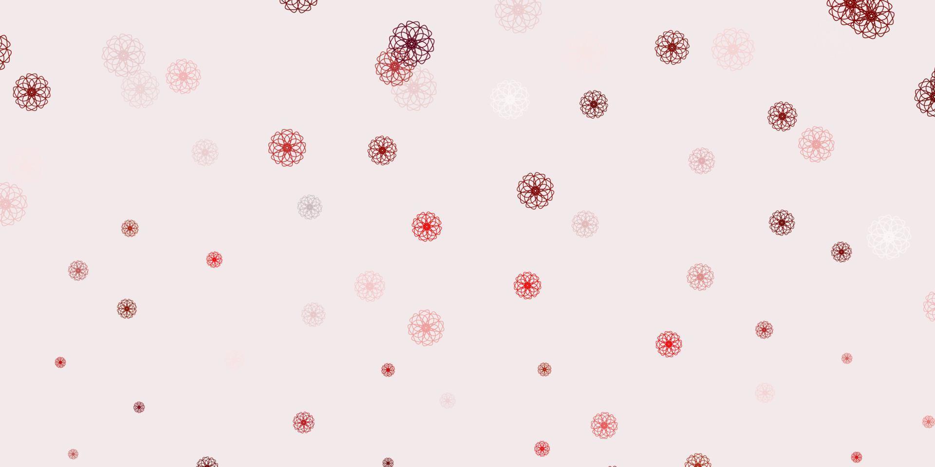 textura de doodle de vector rojo claro con flores.