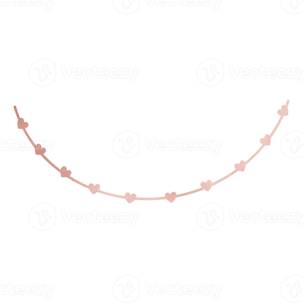 Ornement de coeur métallique en or rose png