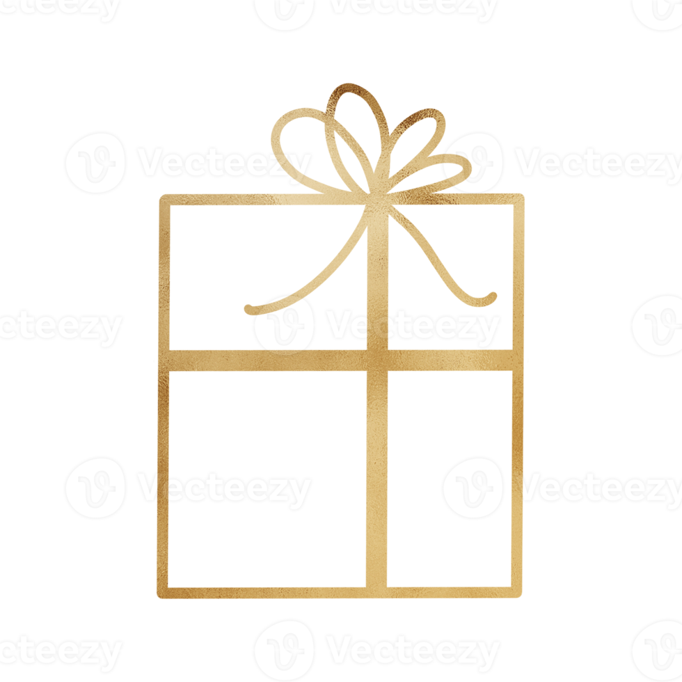 Gold Gift Box Outlined png