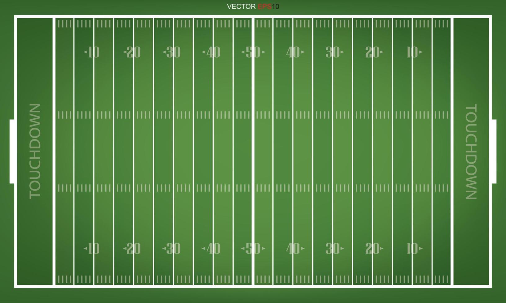 Top views of american football field. Vector grass pattern for sport background.