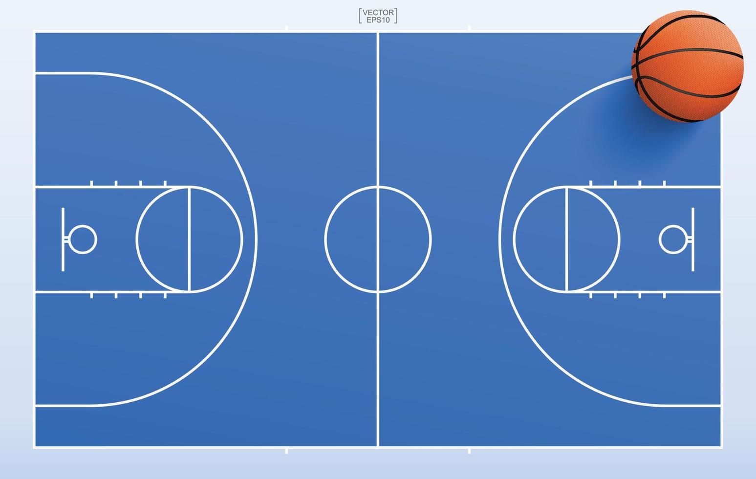 Basketball ball and basketball field background. With line of court pattern and area. Vector. vector