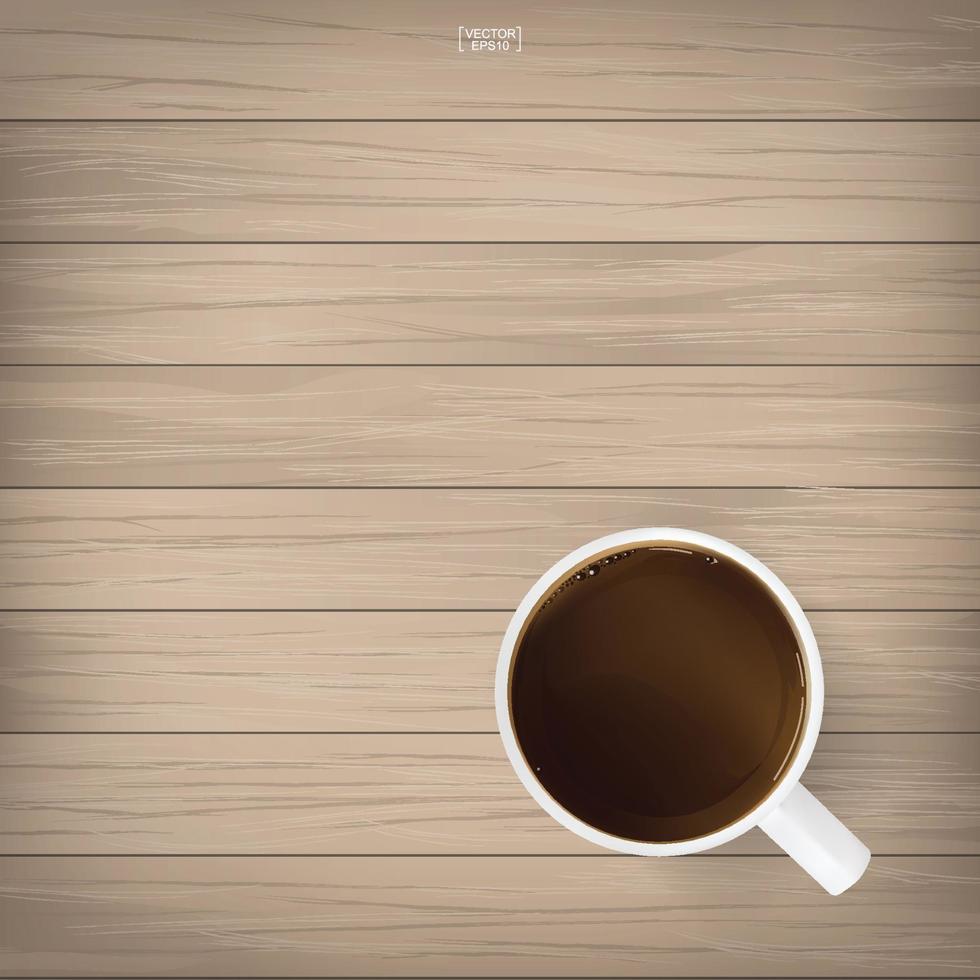 Coffee cup on wood background. Vector. vector