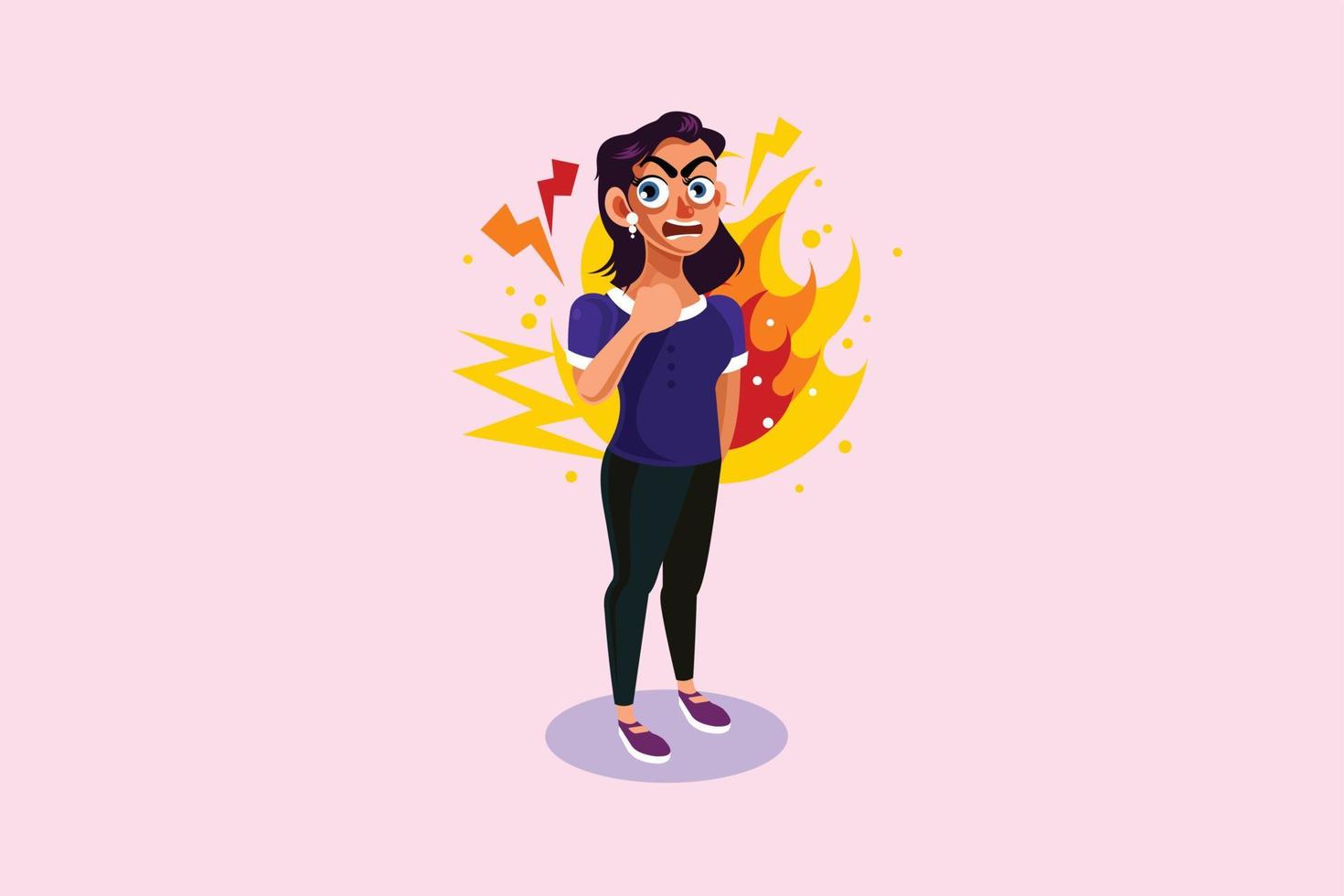 Indian Girl Angry Expression Illustration vector