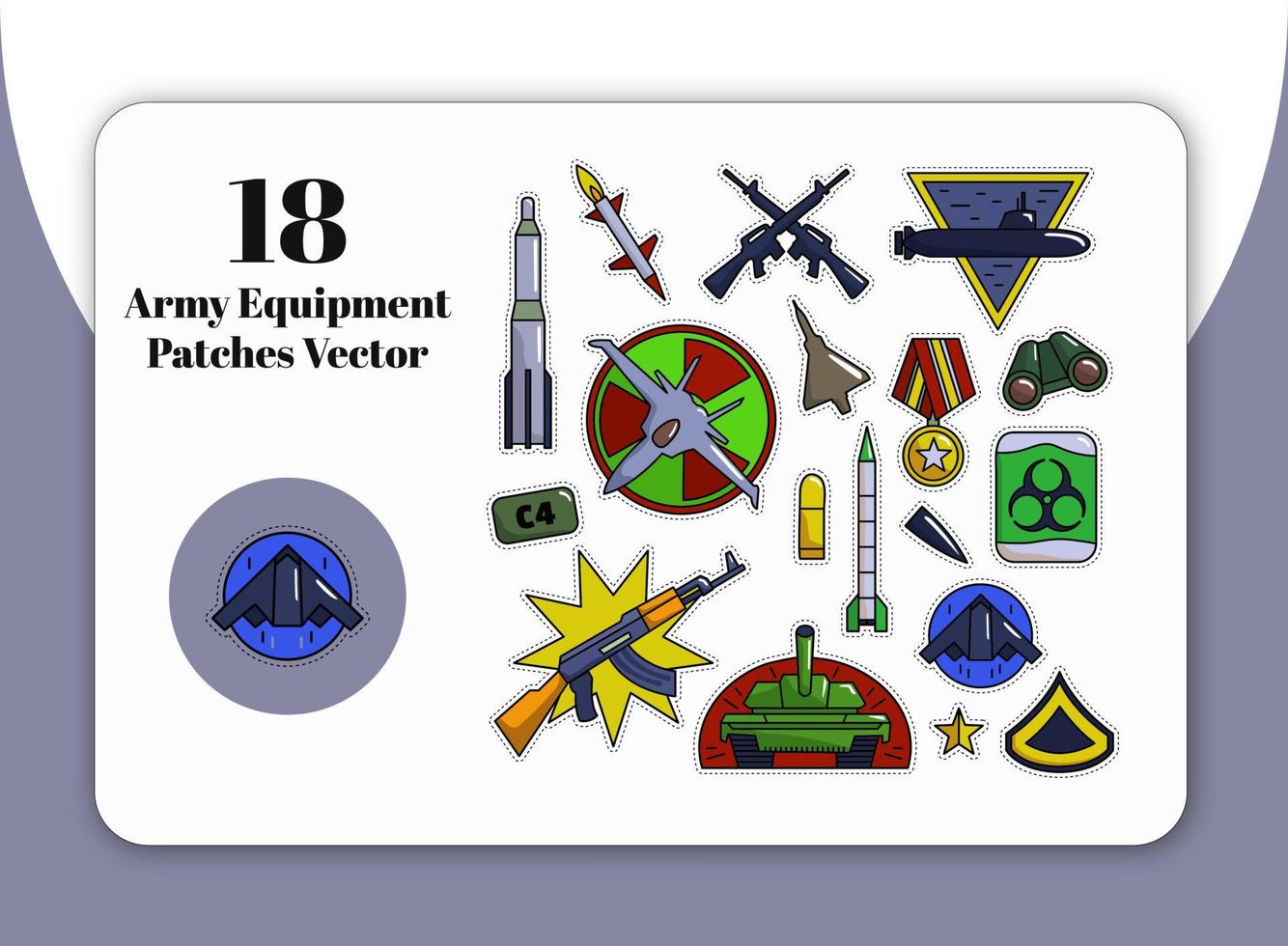 Army Equipment Patches Vector