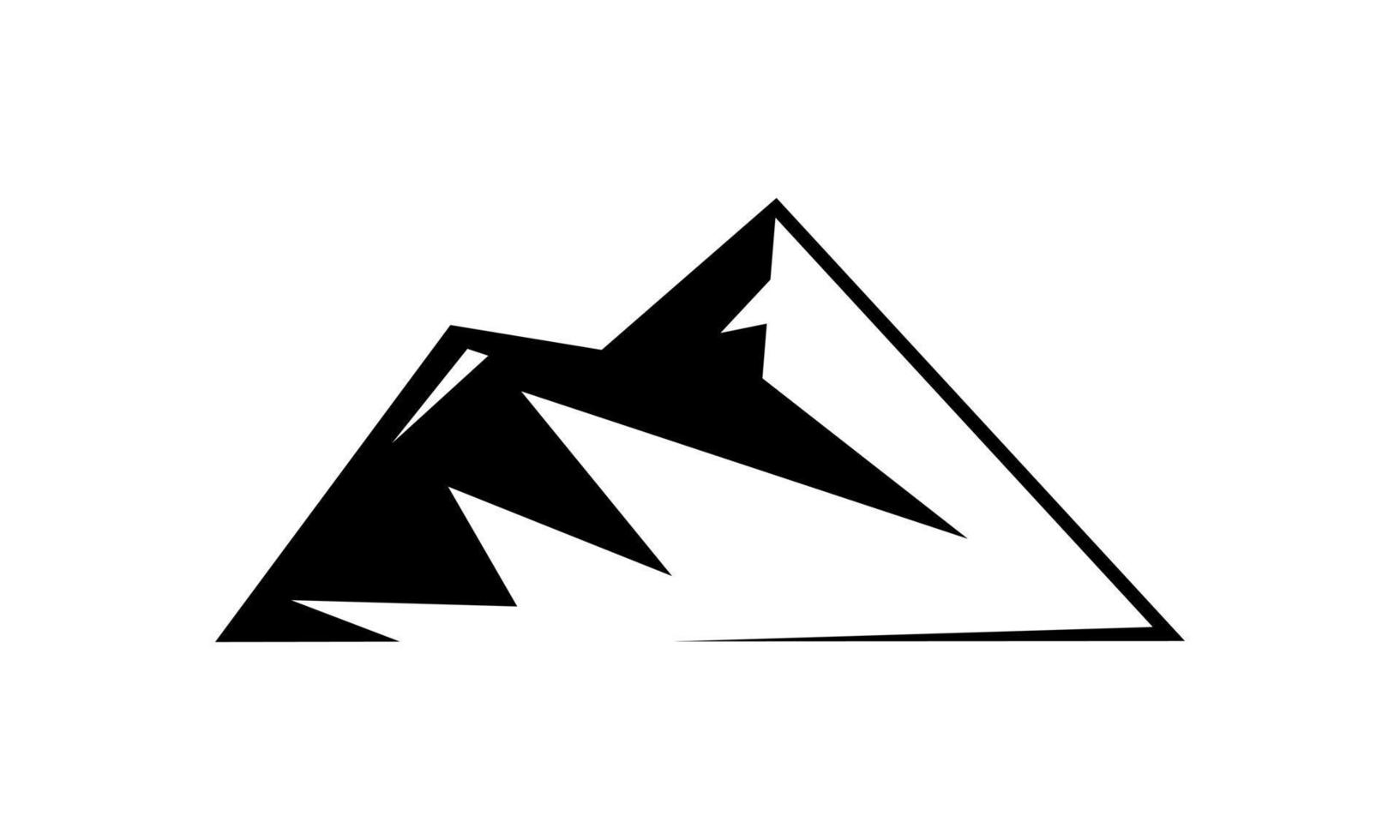 Outlined Mountain Vector Silhouette Icon Logo Black and White