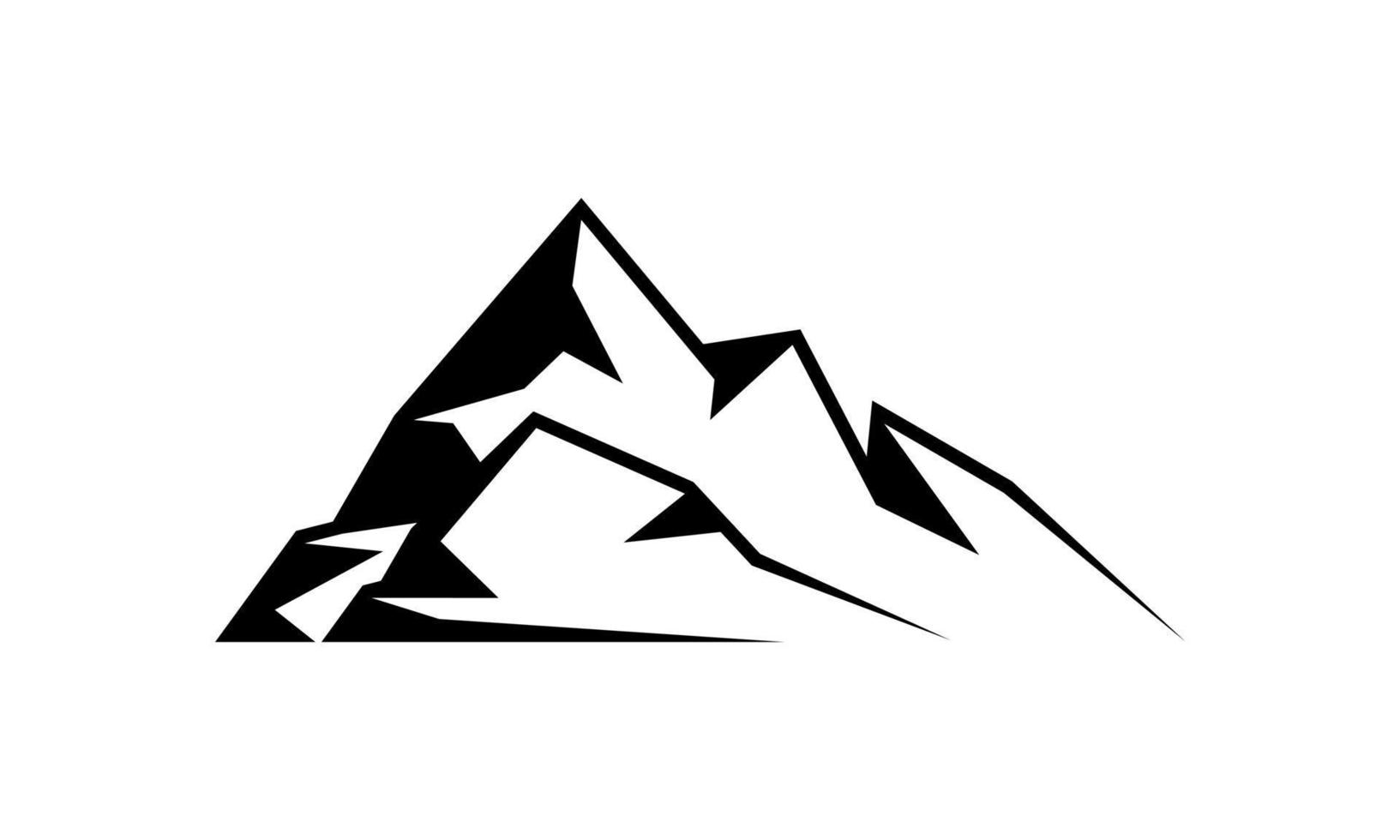 Outlined Mountain Vector Silhouette Icon Logo Black and White