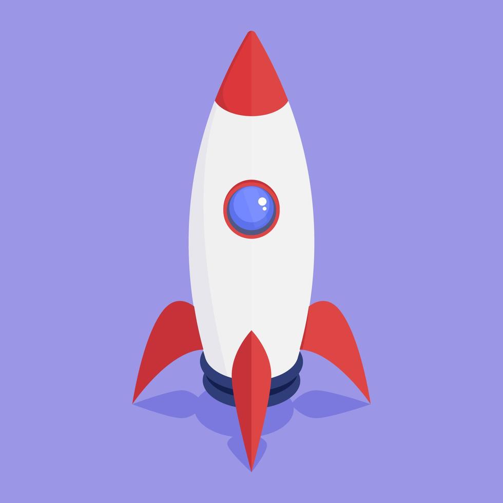 Isometric Stylized Rocket Cartoony Vector Illustration