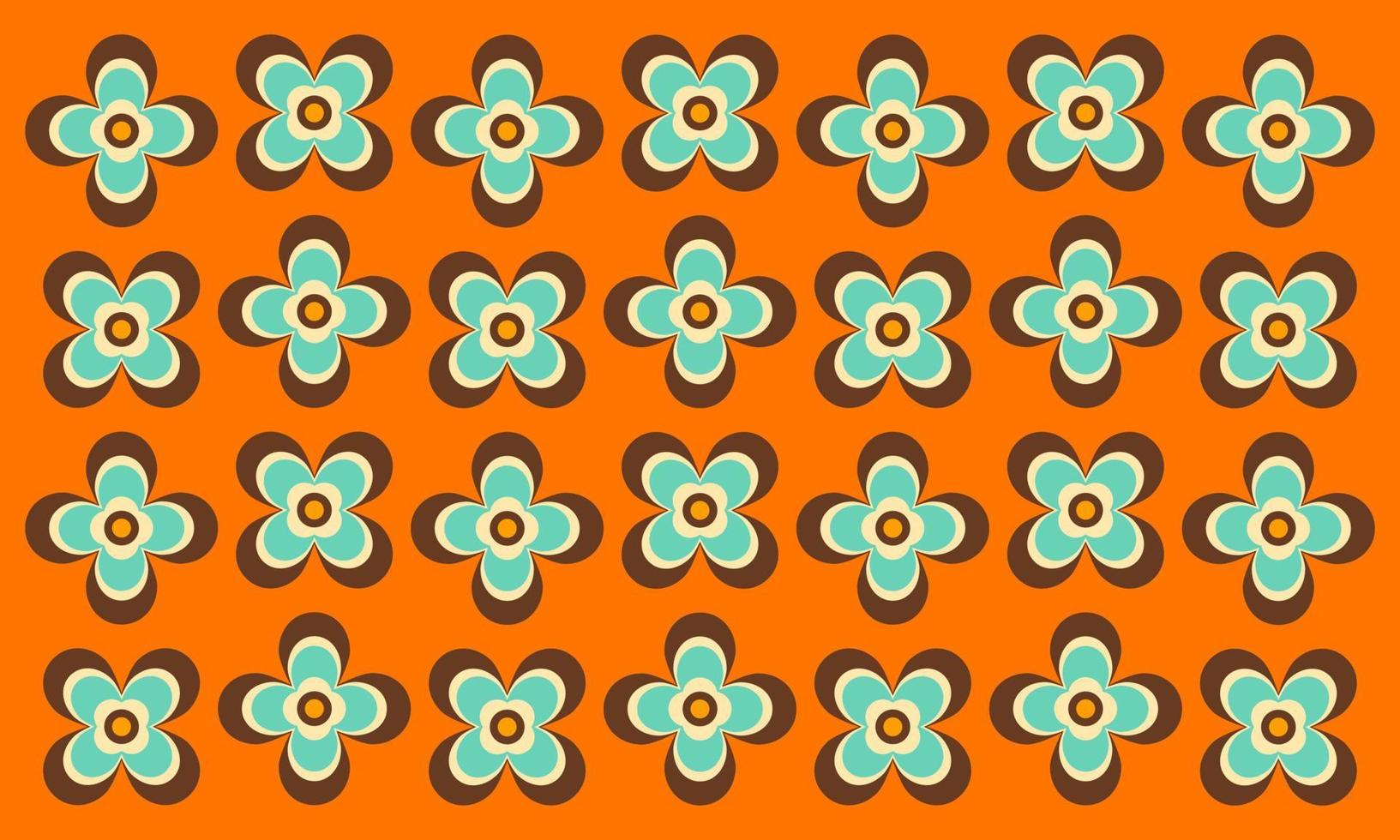 Abstract Retro Vintage Color Flower Pattern 60s 70s Furniture Wallpaper Background vector