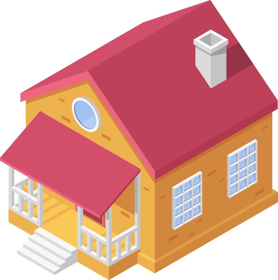 Isometric Stylized Cabin House vector