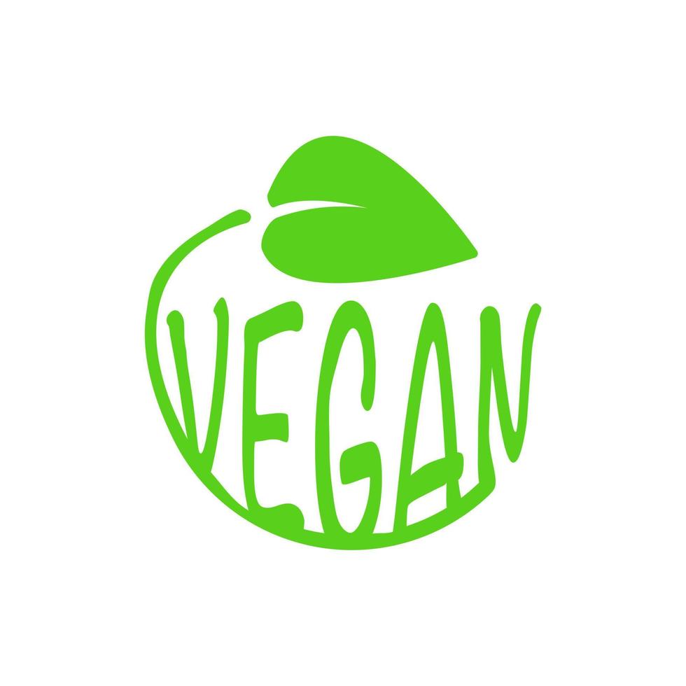 Vegan Food Label Symbol Certified Stamp Leaf vector