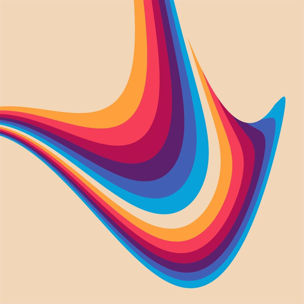 Abstract Retro Color Wavy Lines Droplet Shape Vector Wallpaper