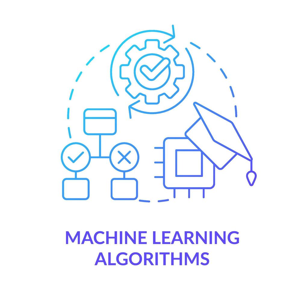 Machine learning algorithms blue gradient concept icon. Professional ability. Machine learning engineer skill abstract idea thin line illustration. Isolated outline drawing. vector