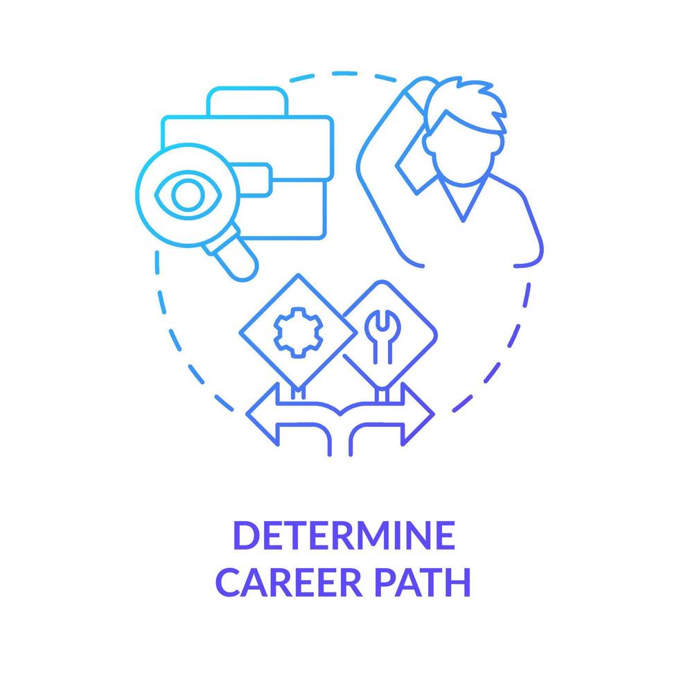 Determine career path blue gradient concept icon. Choose speciality. Steps to become software engineer abstract idea thin line illustration. Isolated outline drawing. vector