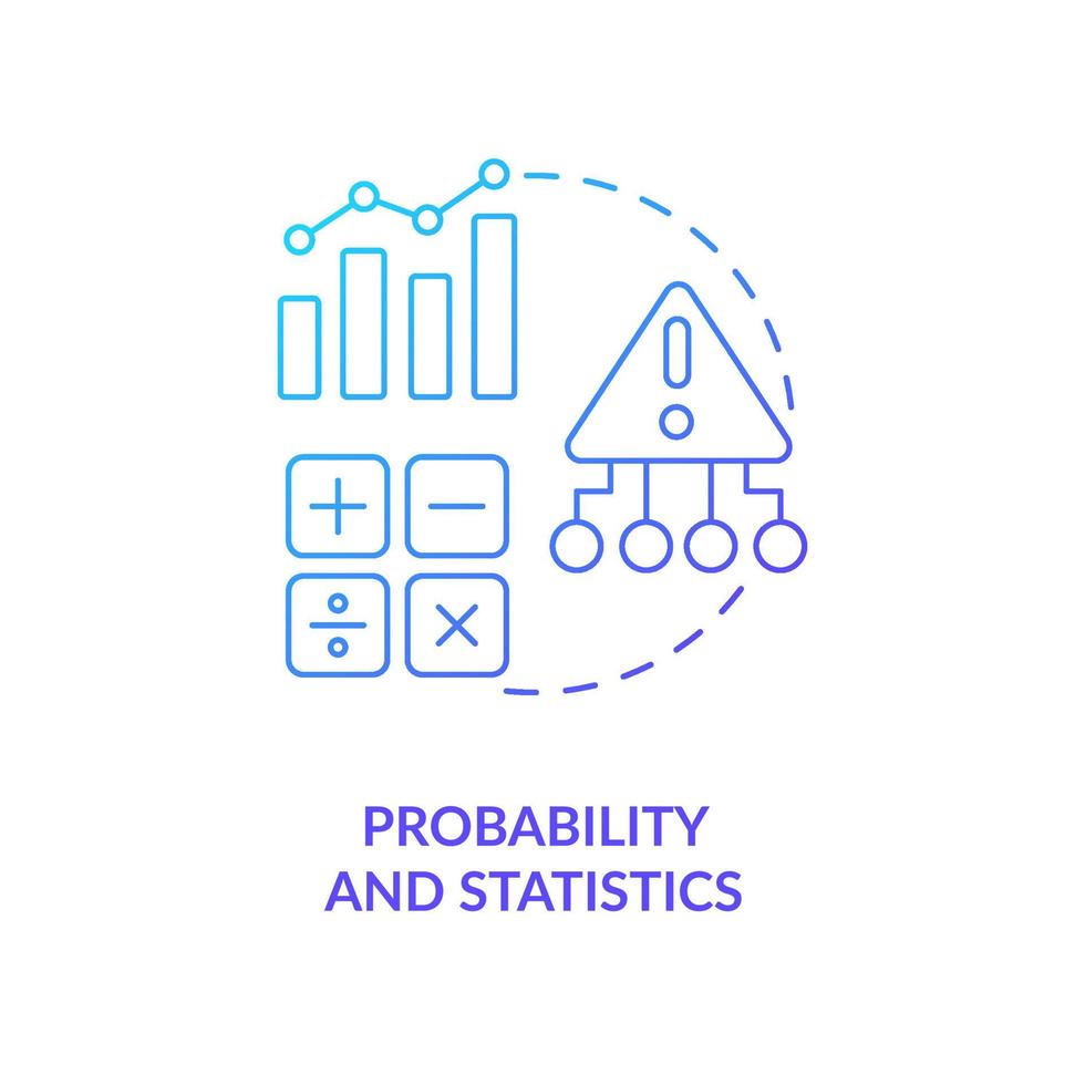 Probability and statistics blue gradient concept icon. Analysis and prediction. Data analyst skill abstract idea thin line illustration. Isolated outline drawing. vector