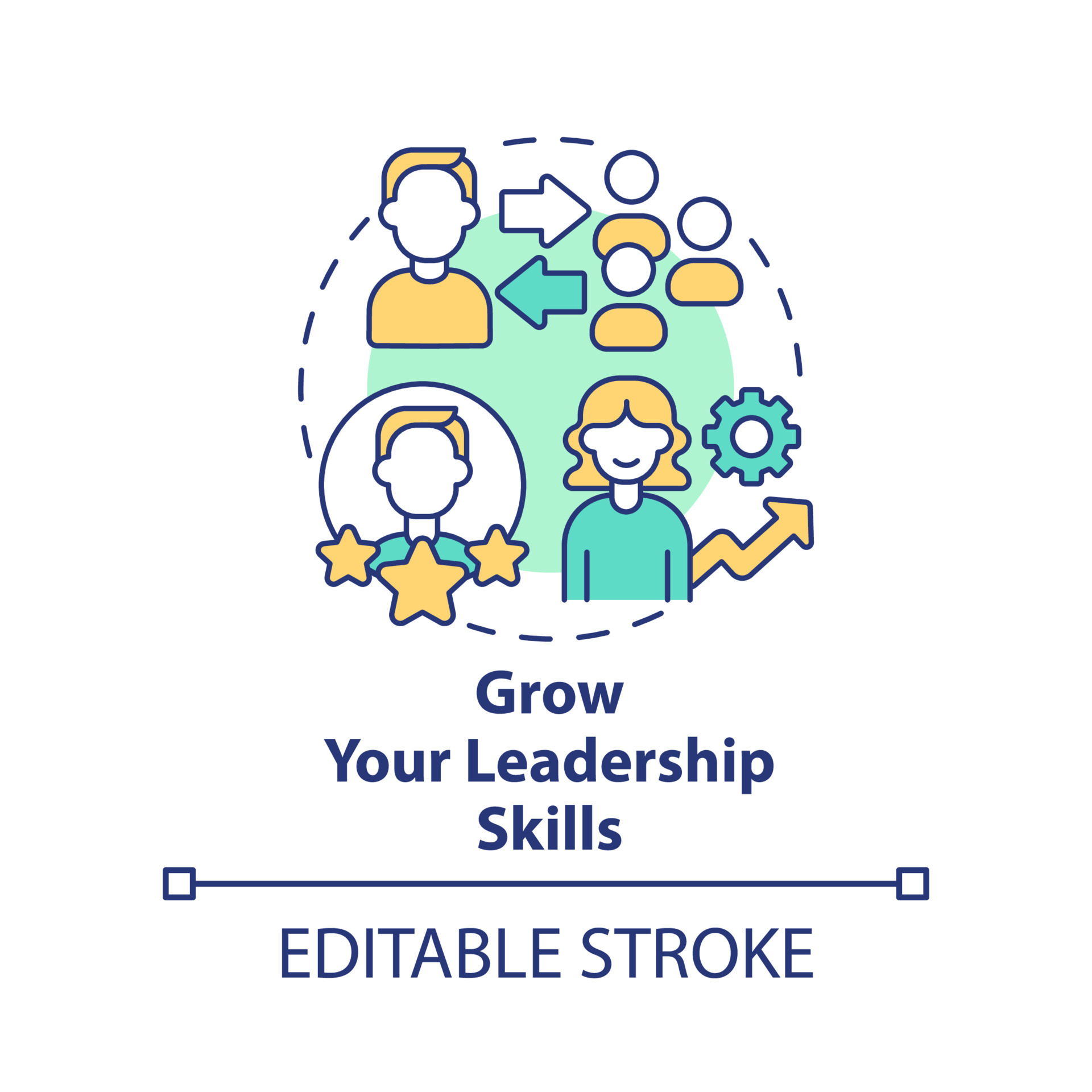 Grow leadership skills concept icon. certified coach course
