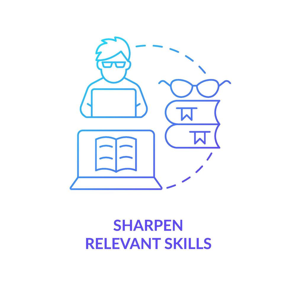Sharpen relevant skills blue gradient concept icon. Better expertise. Becoming data scientist abstract idea thin line illustration. Isolated outline drawing. vector
