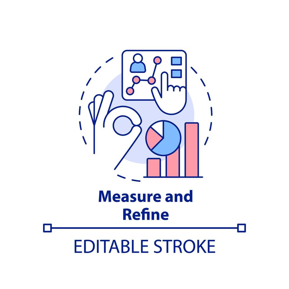 Measure and refine concept icon. Effective leadership development abstract idea thin line illustration. Analytics. Isolated outline drawing. Editable stroke. vector