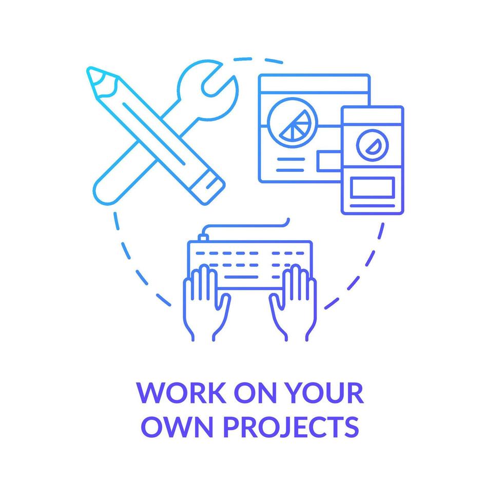 Work on your own projects blue gradient concept icon. Build website. Becoming web designer abstract idea thin line illustration. Isolated outline drawing. vector