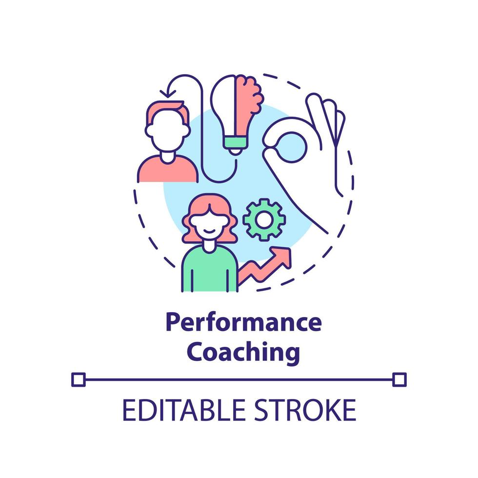 Performance coaching concept icon. Executive training service abstract idea thin line illustration. Personal growth. Isolated outline drawing. Editable stroke. vector