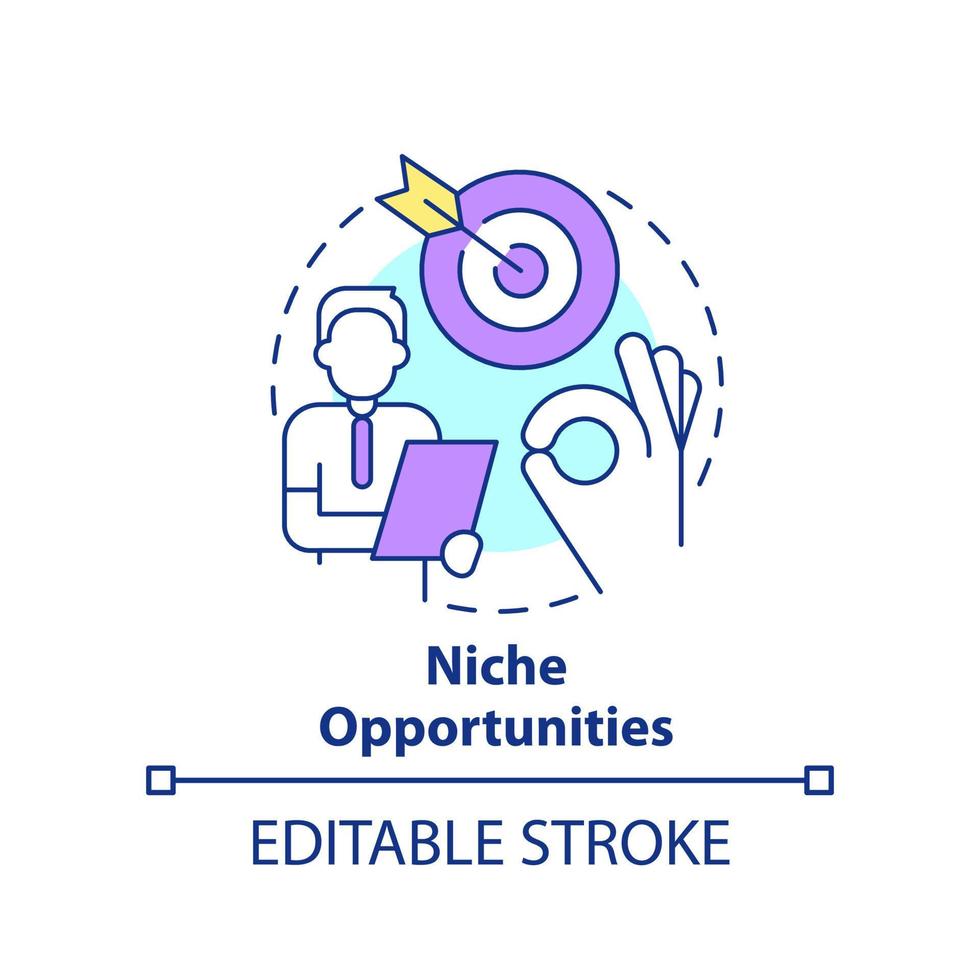 Niche opportunities concept icon. Executive coaching trend abstract idea thin line illustration. Goals setting. Isolated outline drawing. Editable stroke. vector