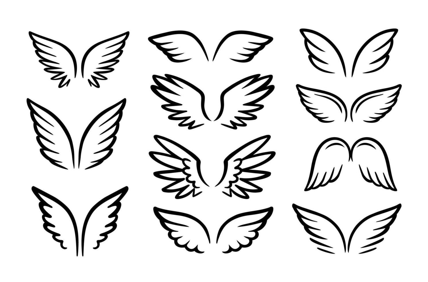 Black wings angel collection 13215758 Vector Art at Vecteezy