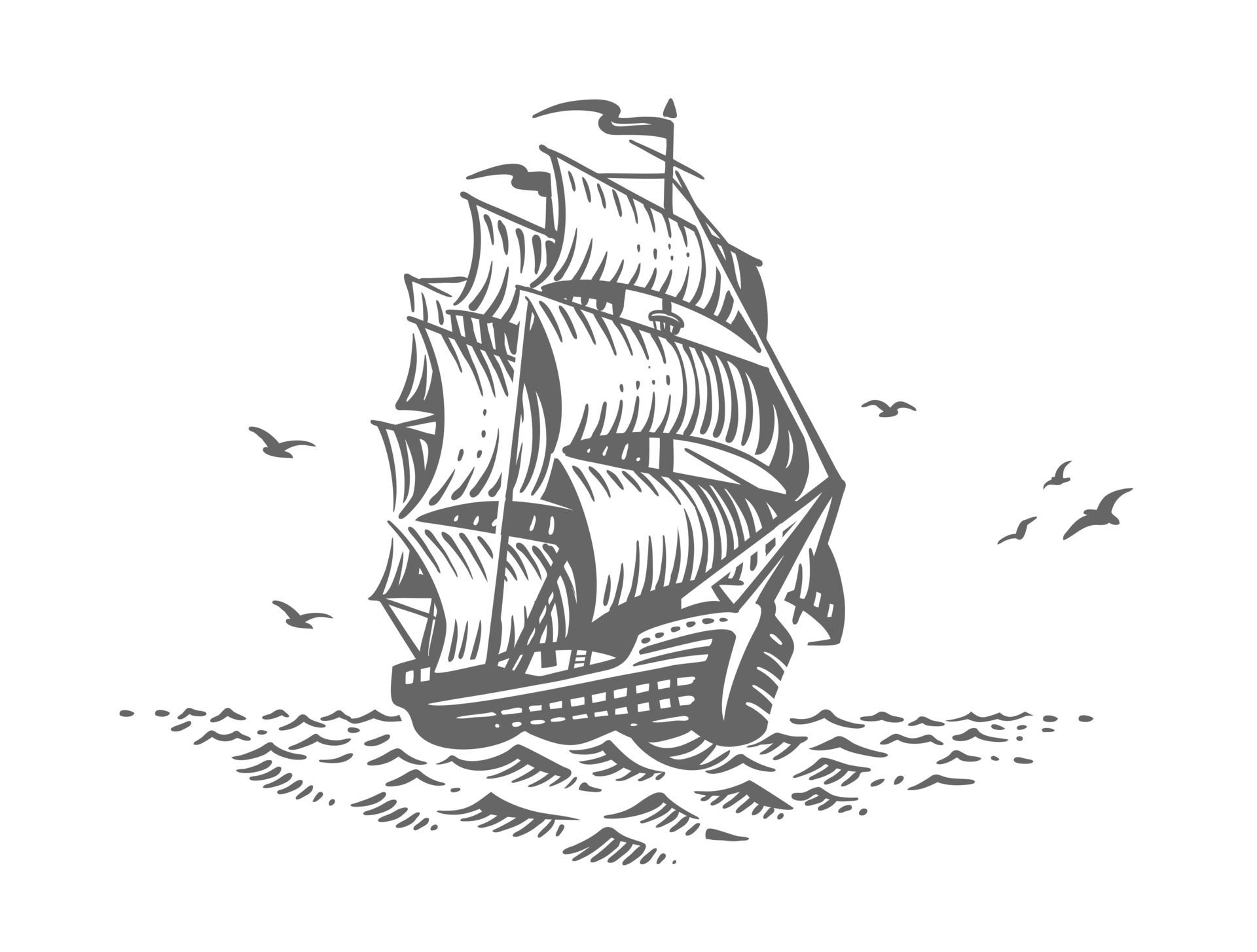 Sailing vessel Vector drawing ship  Stock Illustration 77104046  PIXTA