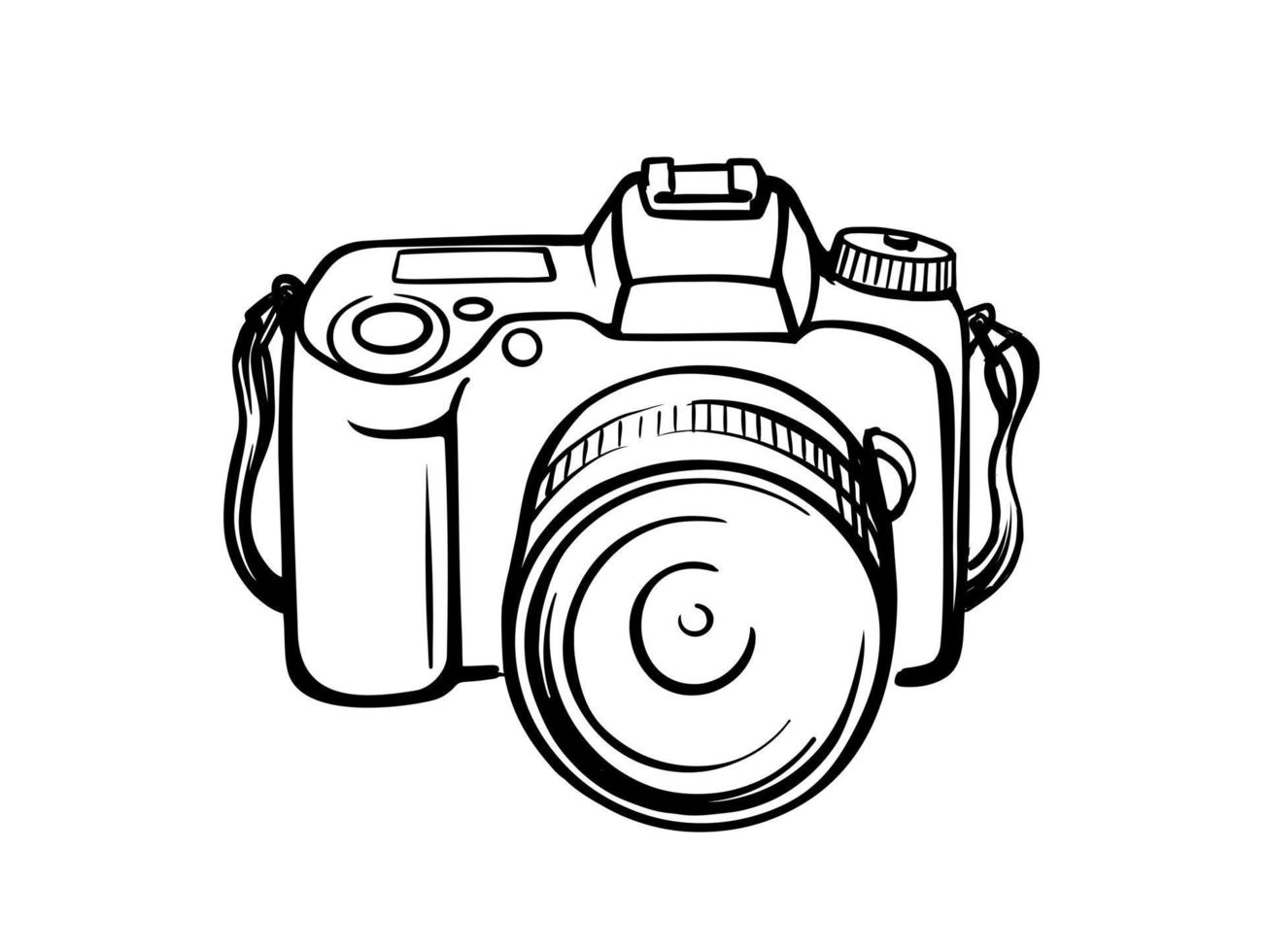 línea de dibujo de cámara fotográfica. vector