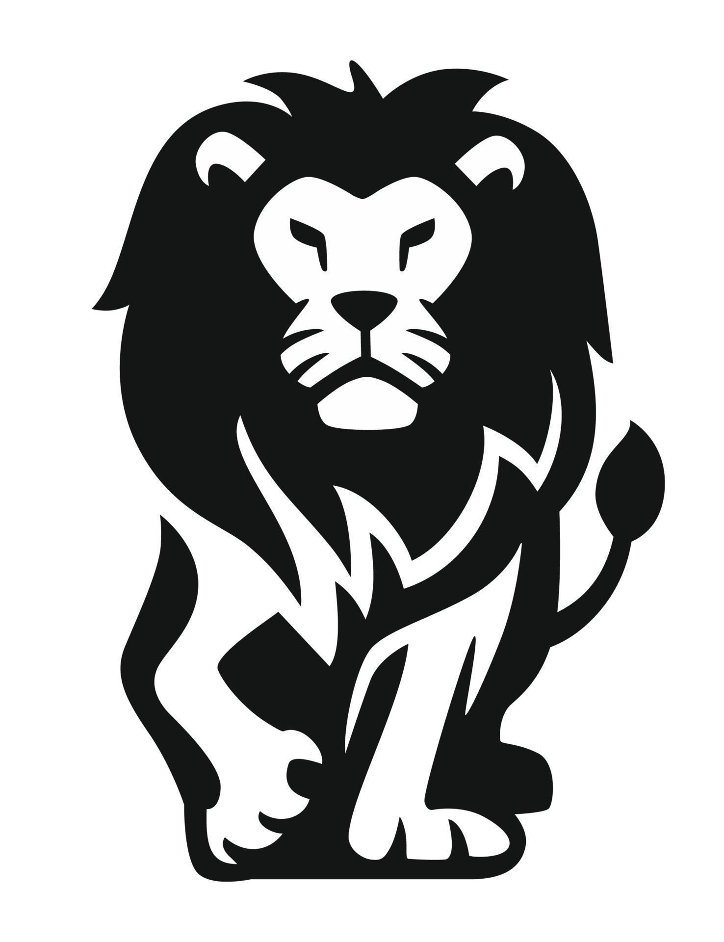 Proud black Lion front view. 13215797 Vector Art at Vecteezy
