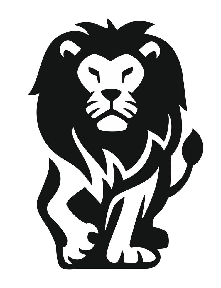 Proud black Lion front view. vector