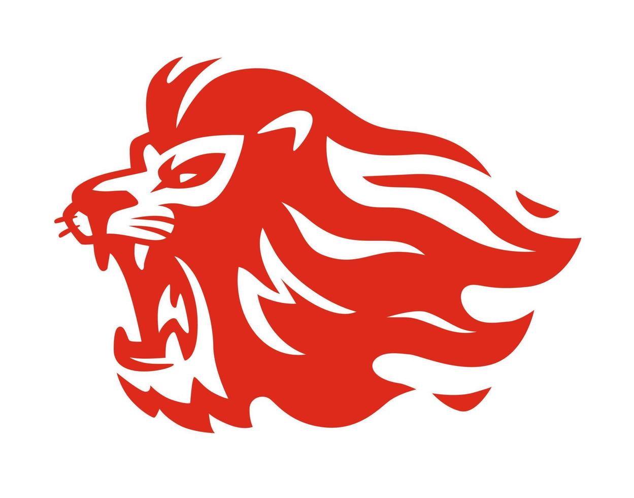 Lion fire flame red. vector