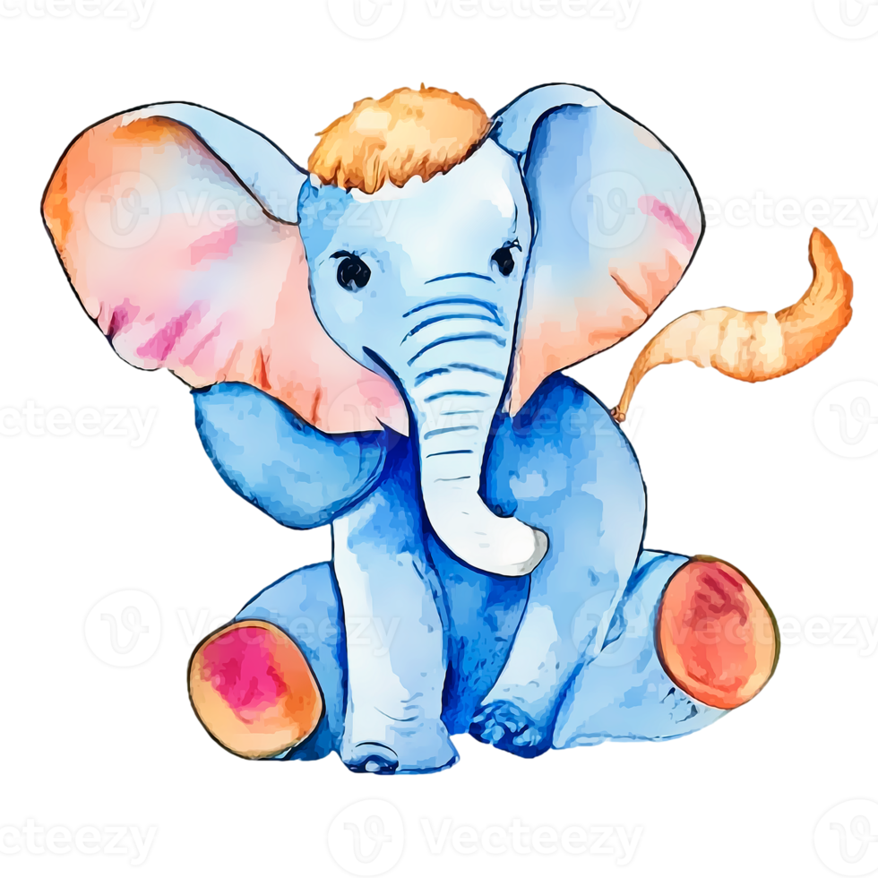 Elephant Cartoon Watercolor png