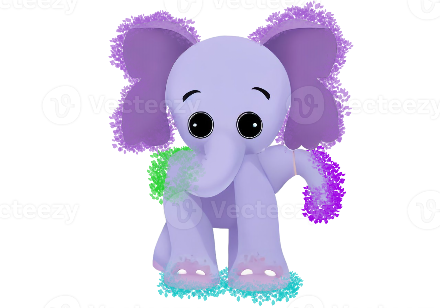 éléphant de dessin animé violet png