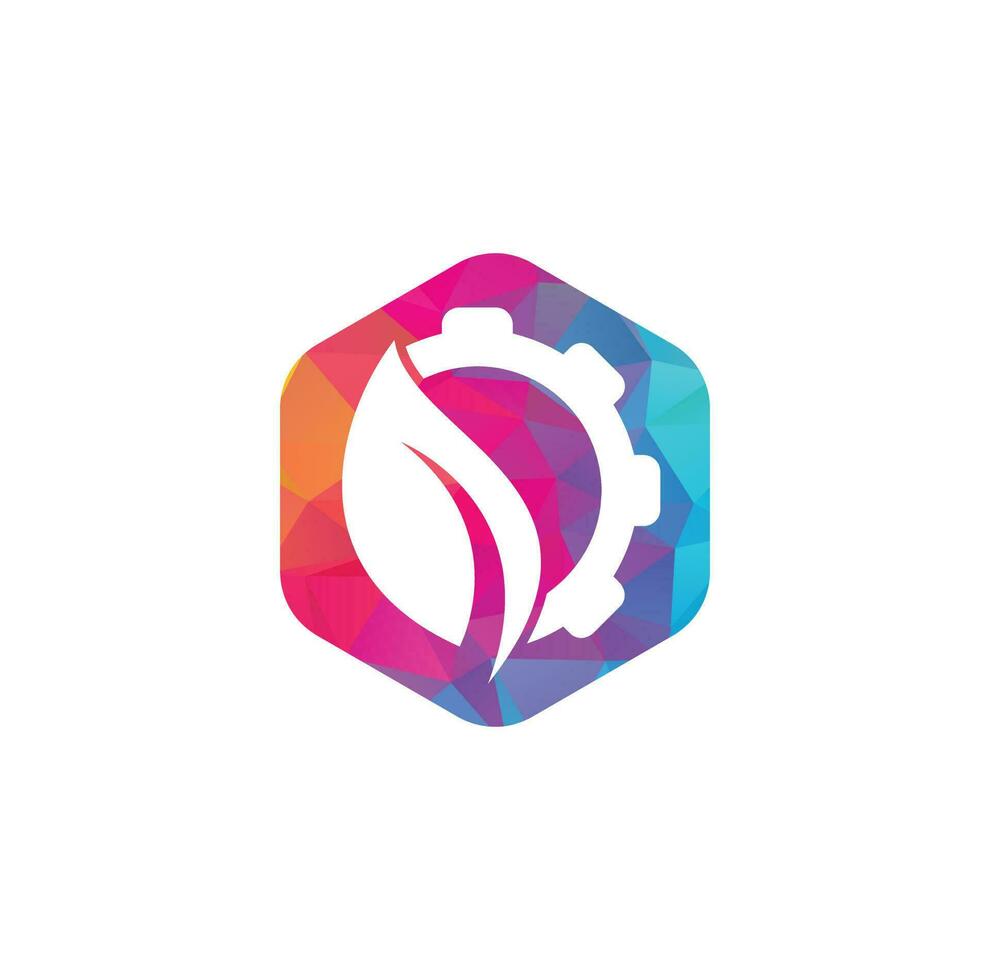 Gear leaf logo vector logo template. Gear and leaf logo combination. Mechanic and eco symbol or icon.