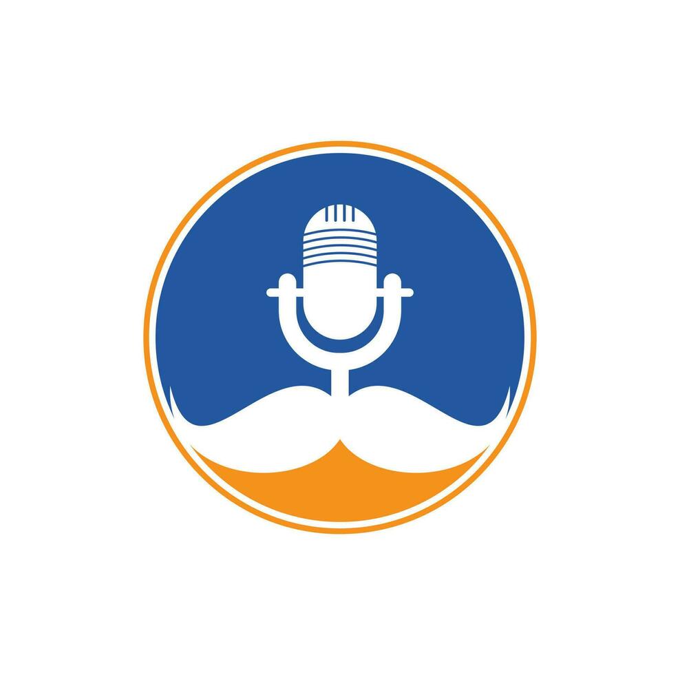 Strong podcast vector logo design template. Gentleman podcast logo design template. Mustache podcast icon.