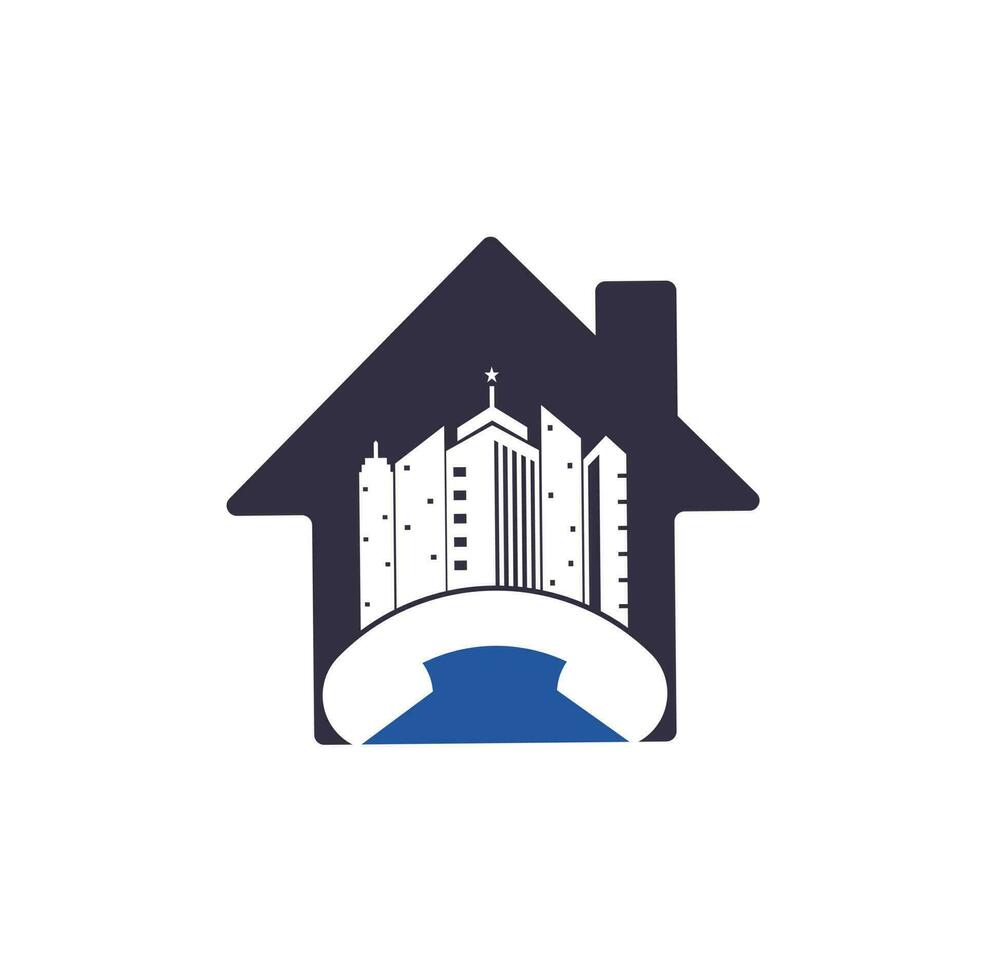 plantilla de diseño de logotipo de vector de concepto de forma de casa de llamada de ciudad. concepto de diseño del logotipo de la ciudad del teléfono.