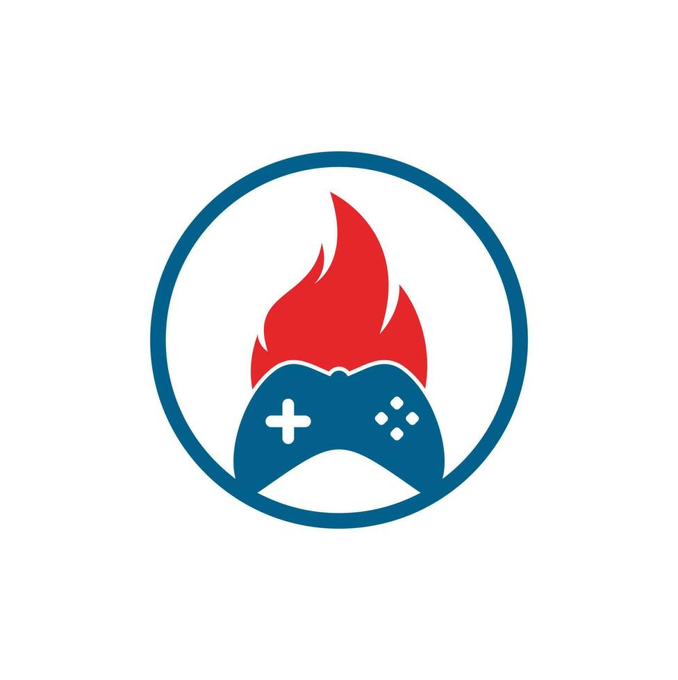 vector de diseño de icono de logotipo de fuego de juego. pad de juego con un fuego para el logotipo de juego