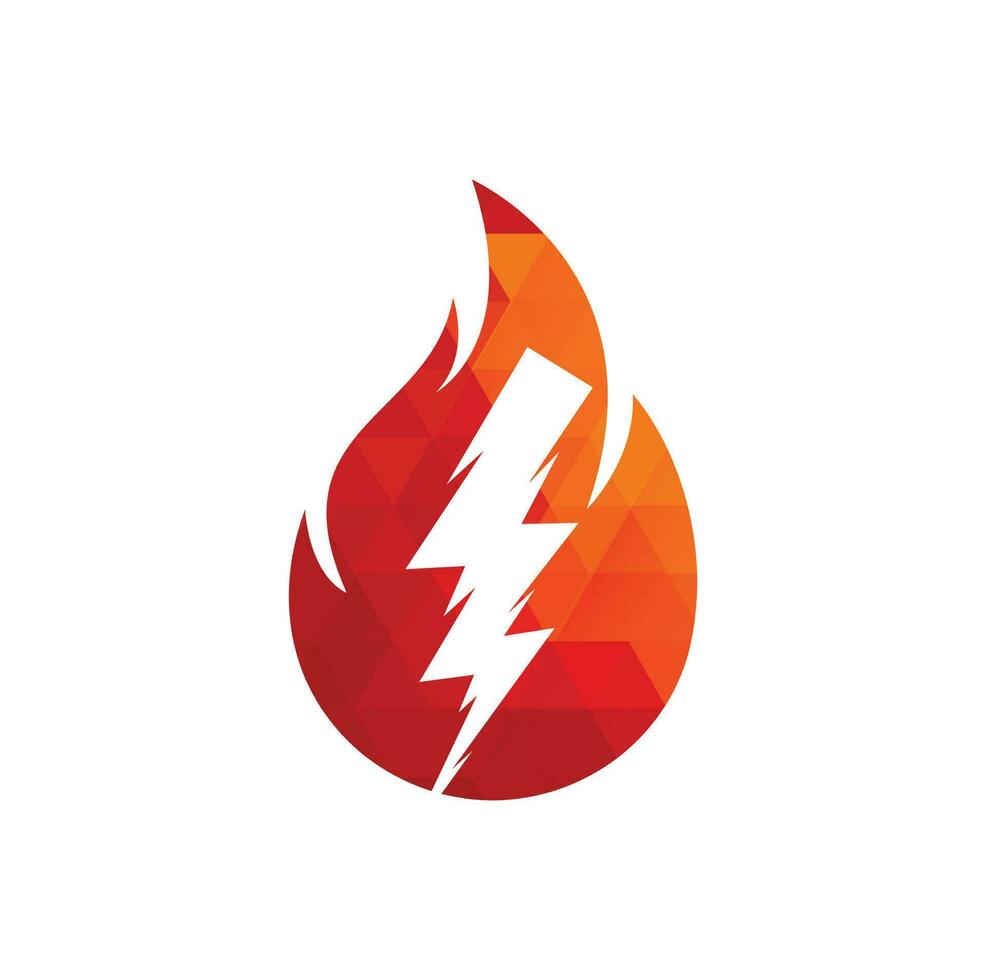 Fire Flame and Flash Lightning Thunder Bolt Logo Icon. vector