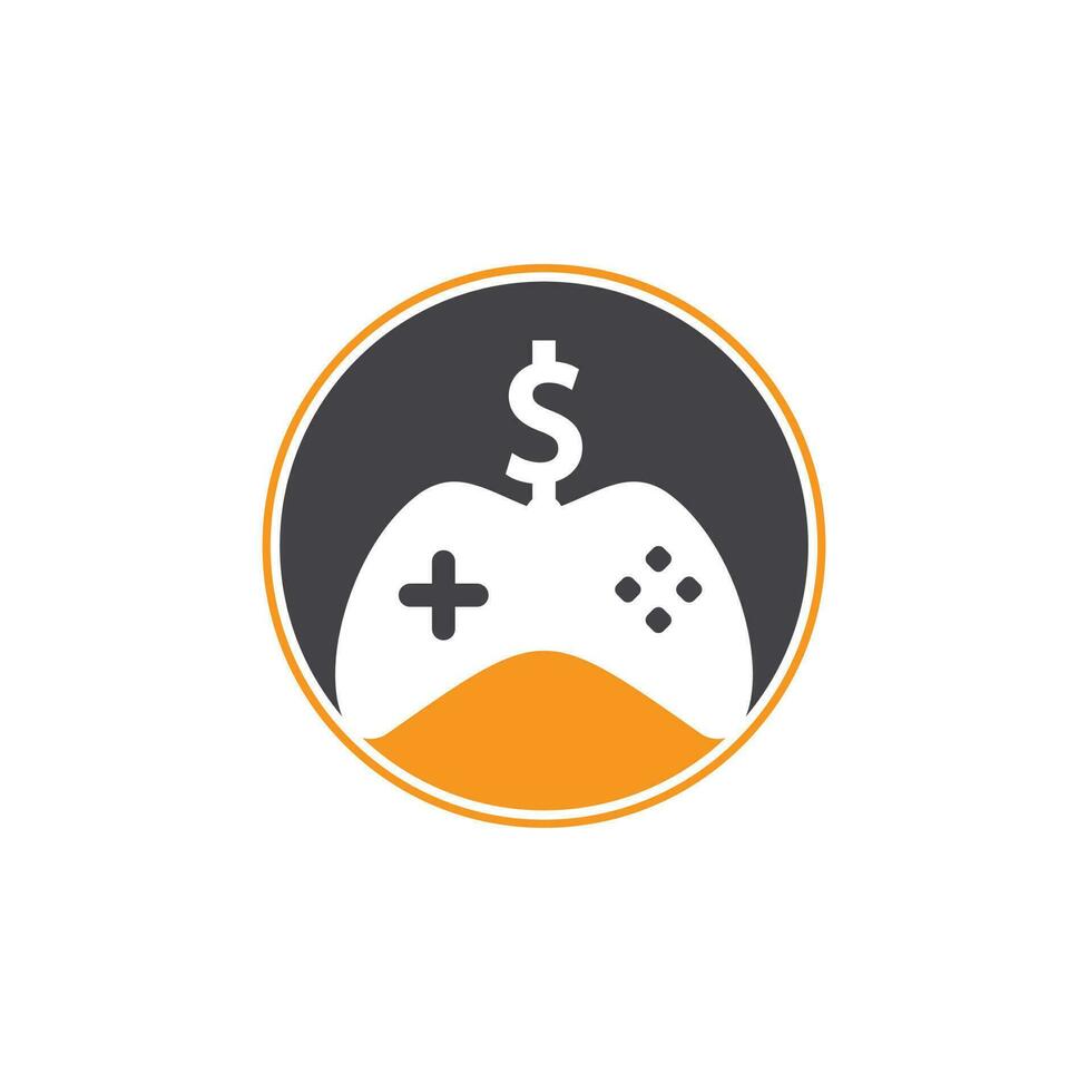 logotipo del juego de dinero. joystick juego de dinero en línea diseño de logotipo creativo vector