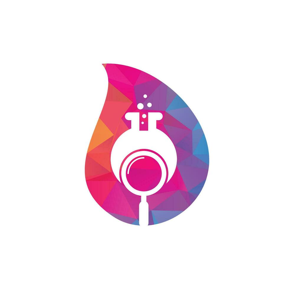 diseño de logotipo de concepto de forma de gota de laboratorio de búsqueda. encuentre la plantilla de vector de diseño de logotipo de laboratorio. diseño de icono de logotipo de búsqueda de laboratorio.