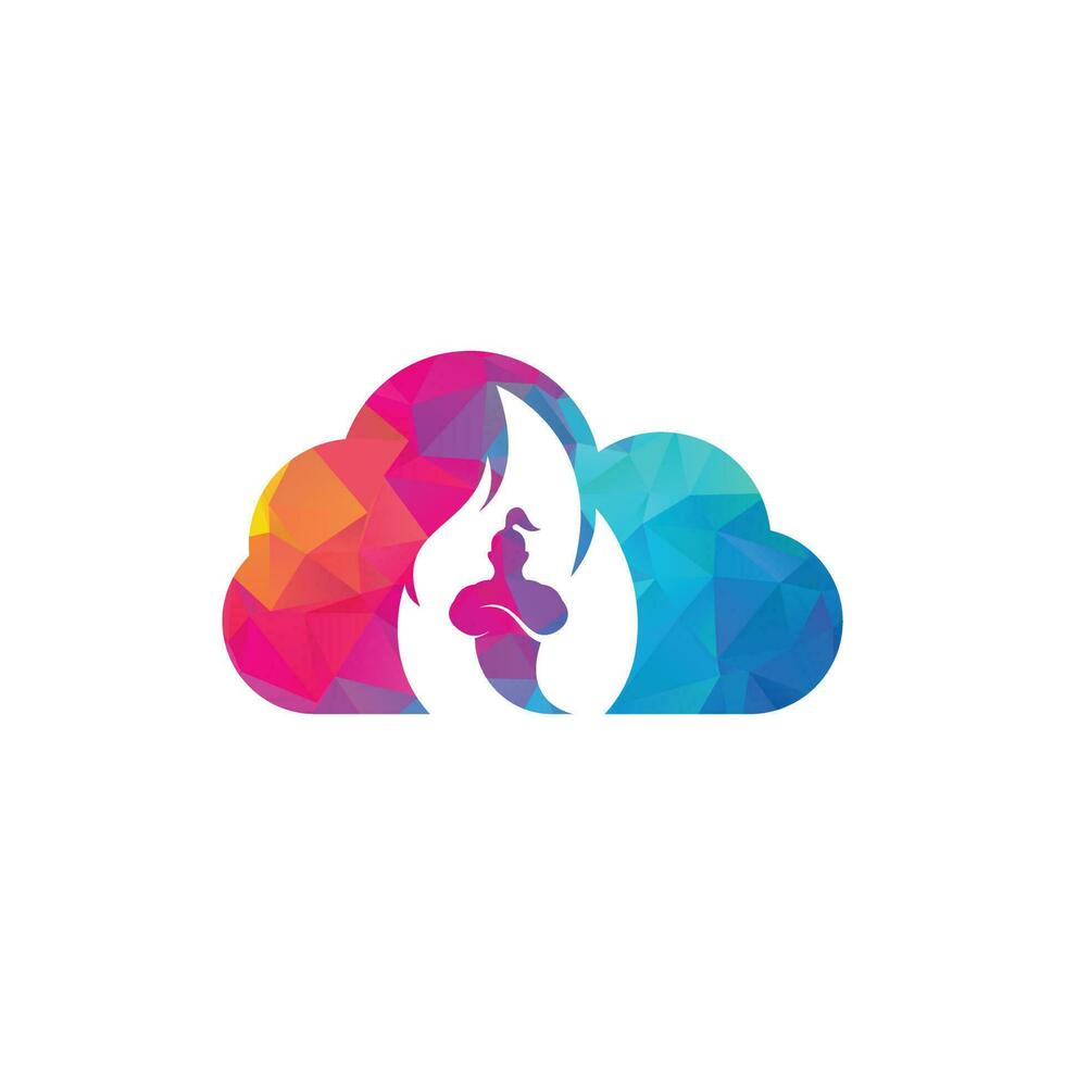 plantilla de diseño de logotipo de concepto de forma de nube de genio de fuego. vector