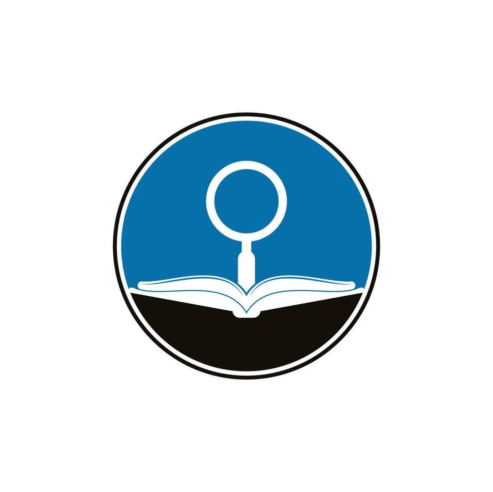 vector de diseño de plantilla de logotipo de búsqueda de libros. encuentre la plantilla de diseño del logotipo del libro. icono de libro con combinación de lupa