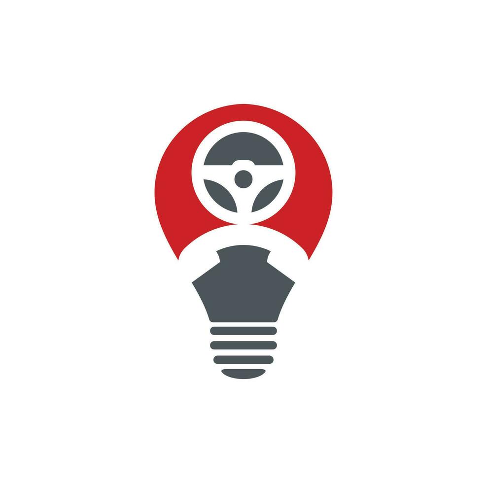 Drive call bulb shape concept vector logo design. Steering wheel and phone symbol or icon