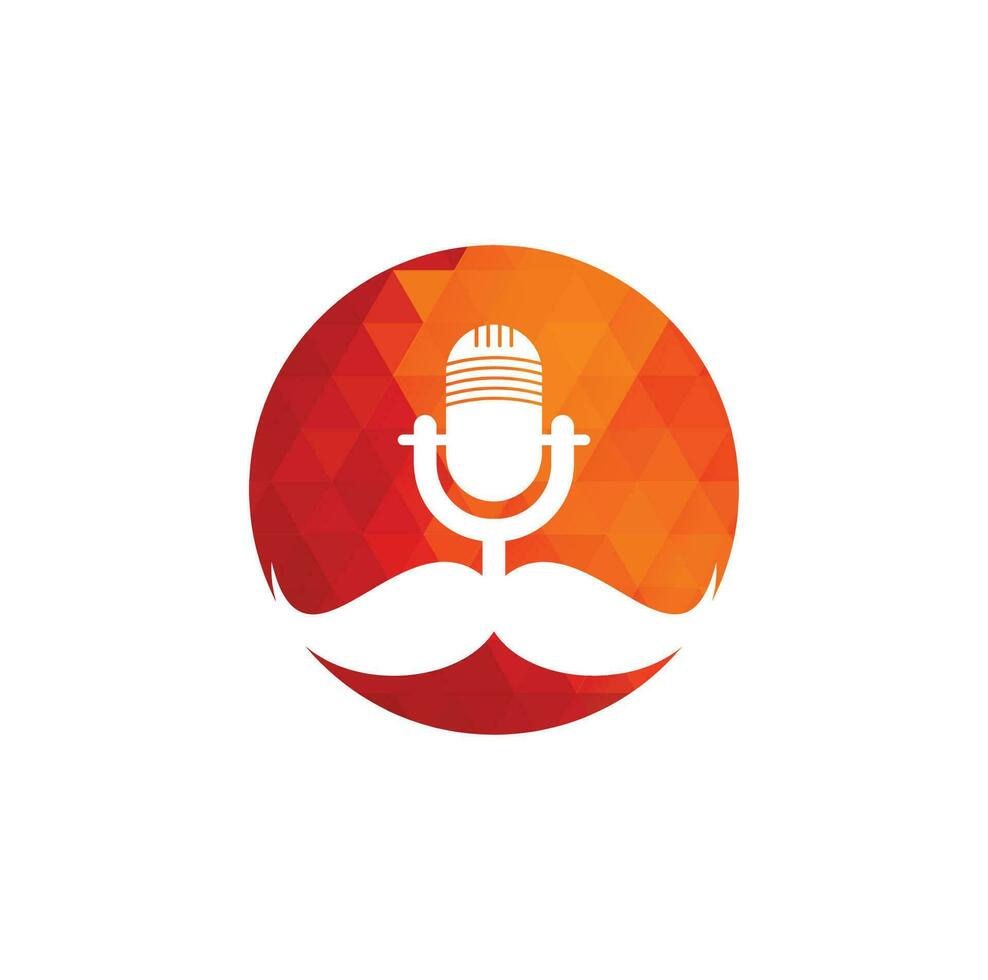 fuerte plantilla de diseño de logotipo de vector de podcast. plantilla de diseño de logotipo de podcast de caballero. icono de podcast de bigote.