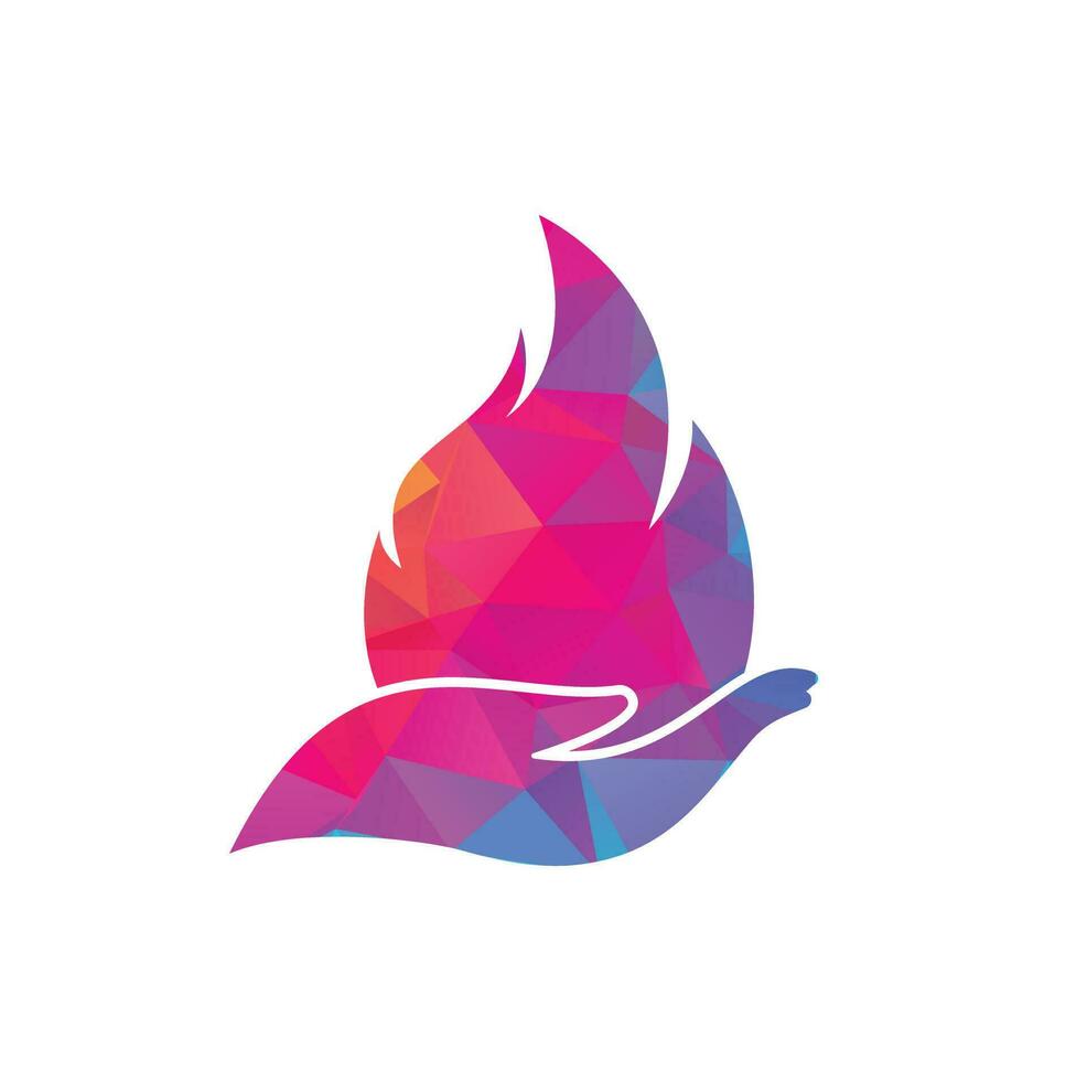 Fire care vector logo design concept. Hand and fire icon logo